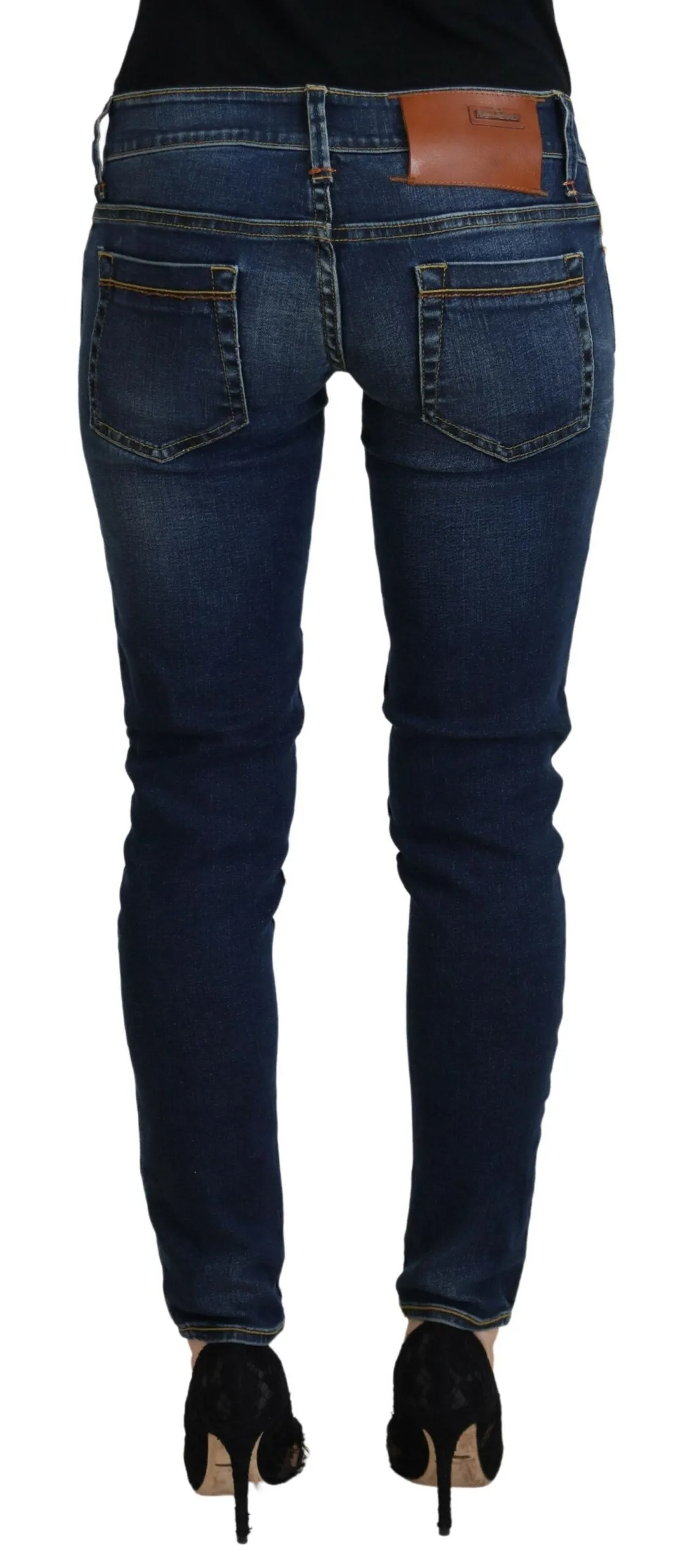 Acht  Jean Skinny Femme à Taille Basse en Coton Décontracté