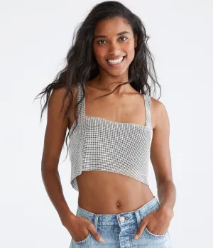 Aeropostale Haut de soirée court en maille métallique pour femmes - Taille S - Métallique - Mode adolescente & Vêtements Argent Aeropostale