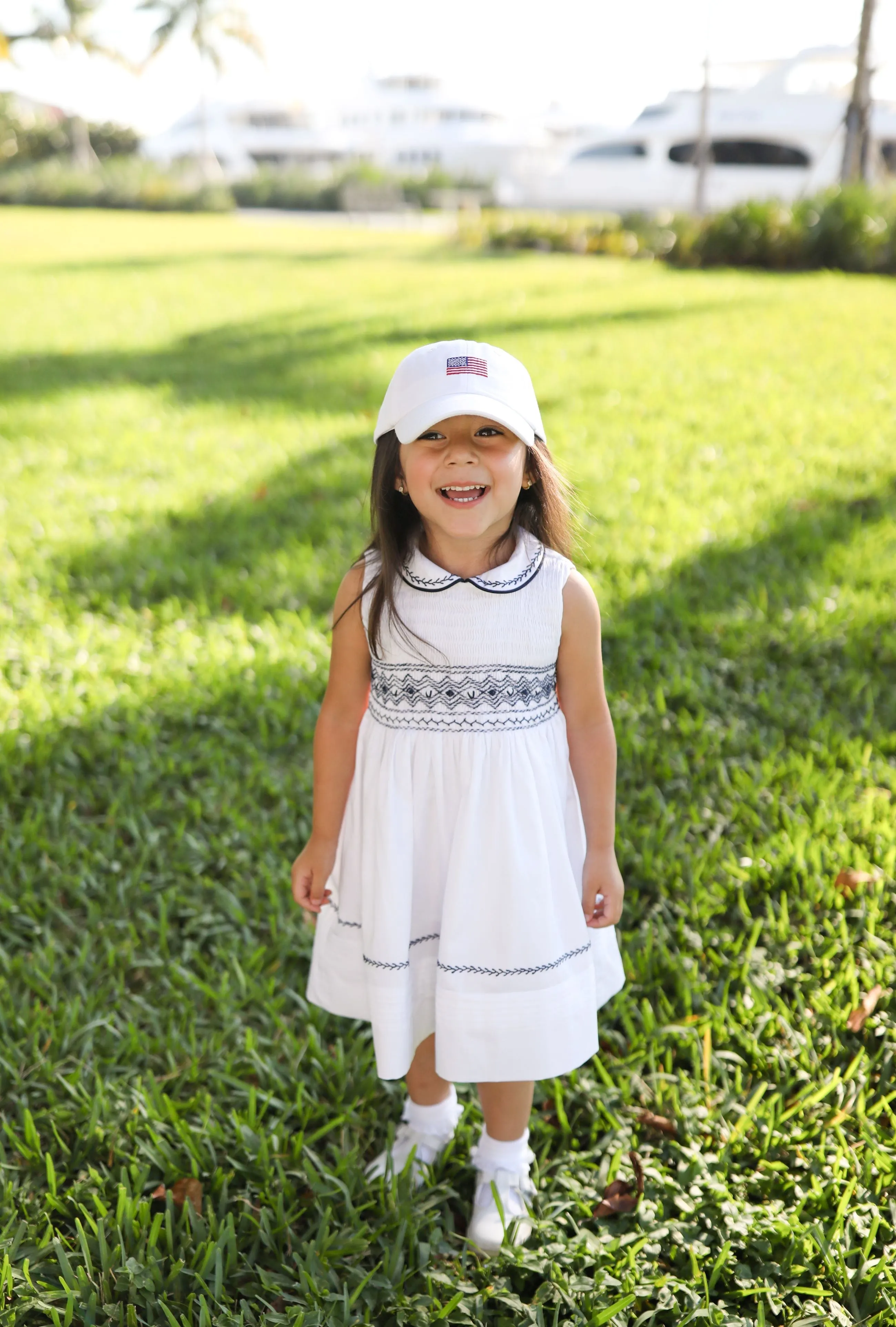 Casquette de baseball avec nœud drapeau américain (filles) Babykids_Bits-Bows