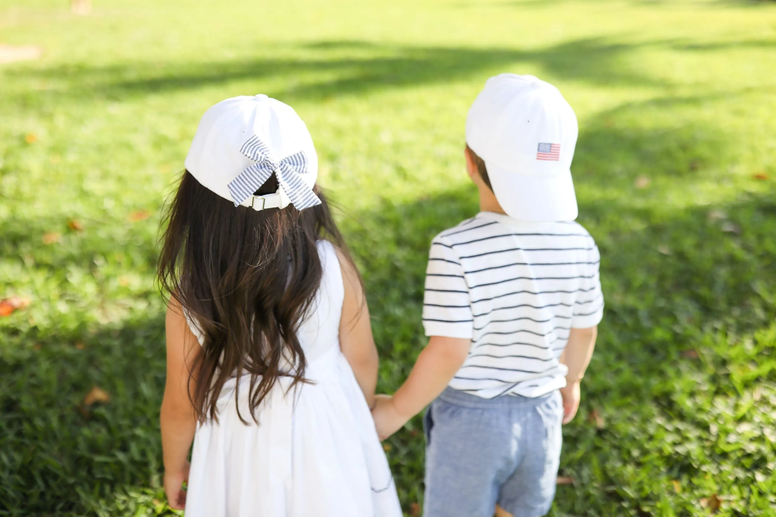 Casquette de baseball avec nœud drapeau américain (filles) Babykids_Bits-Bows
