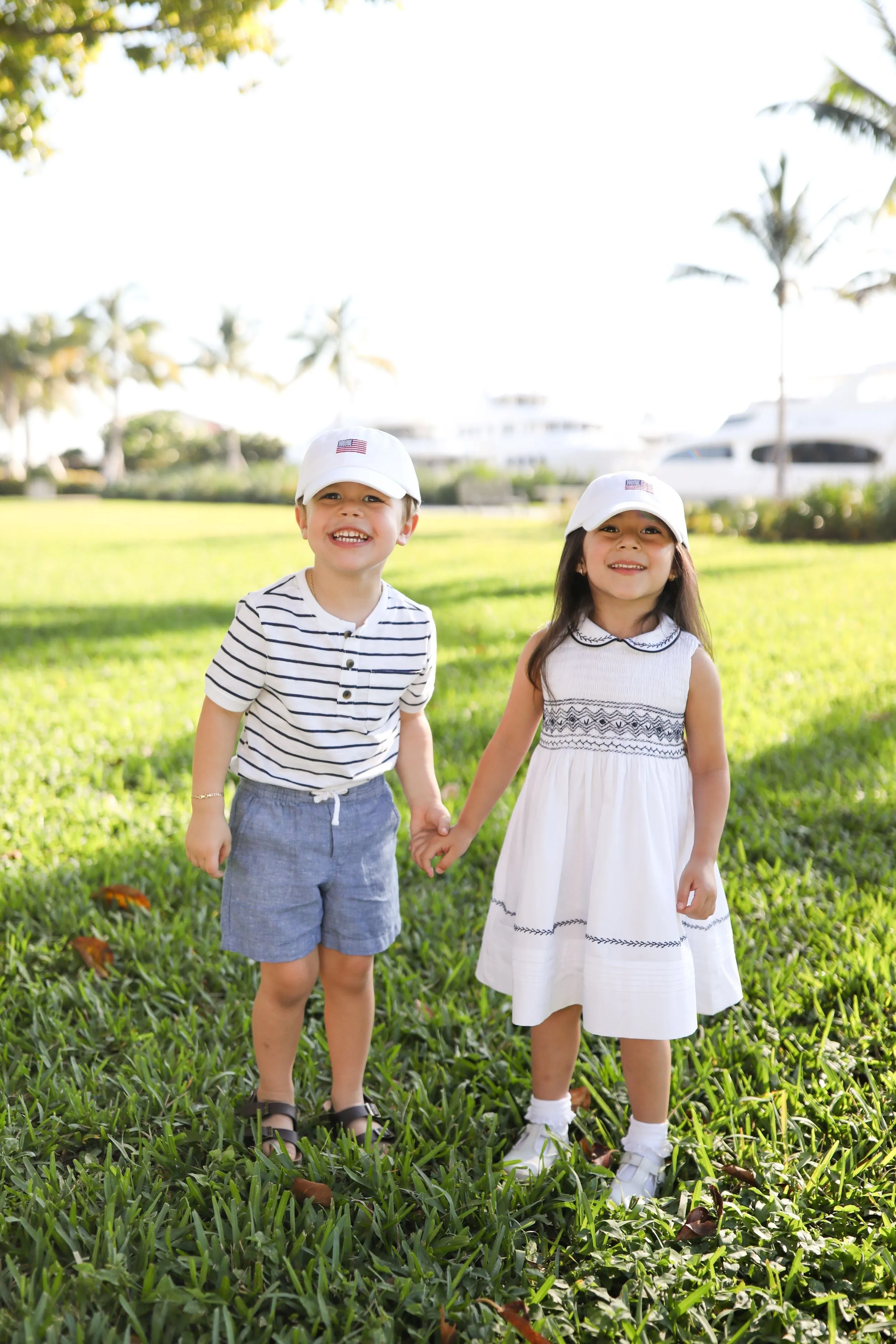 Casquette de baseball avec nœud drapeau américain (filles) Babykids_Bits-Bows