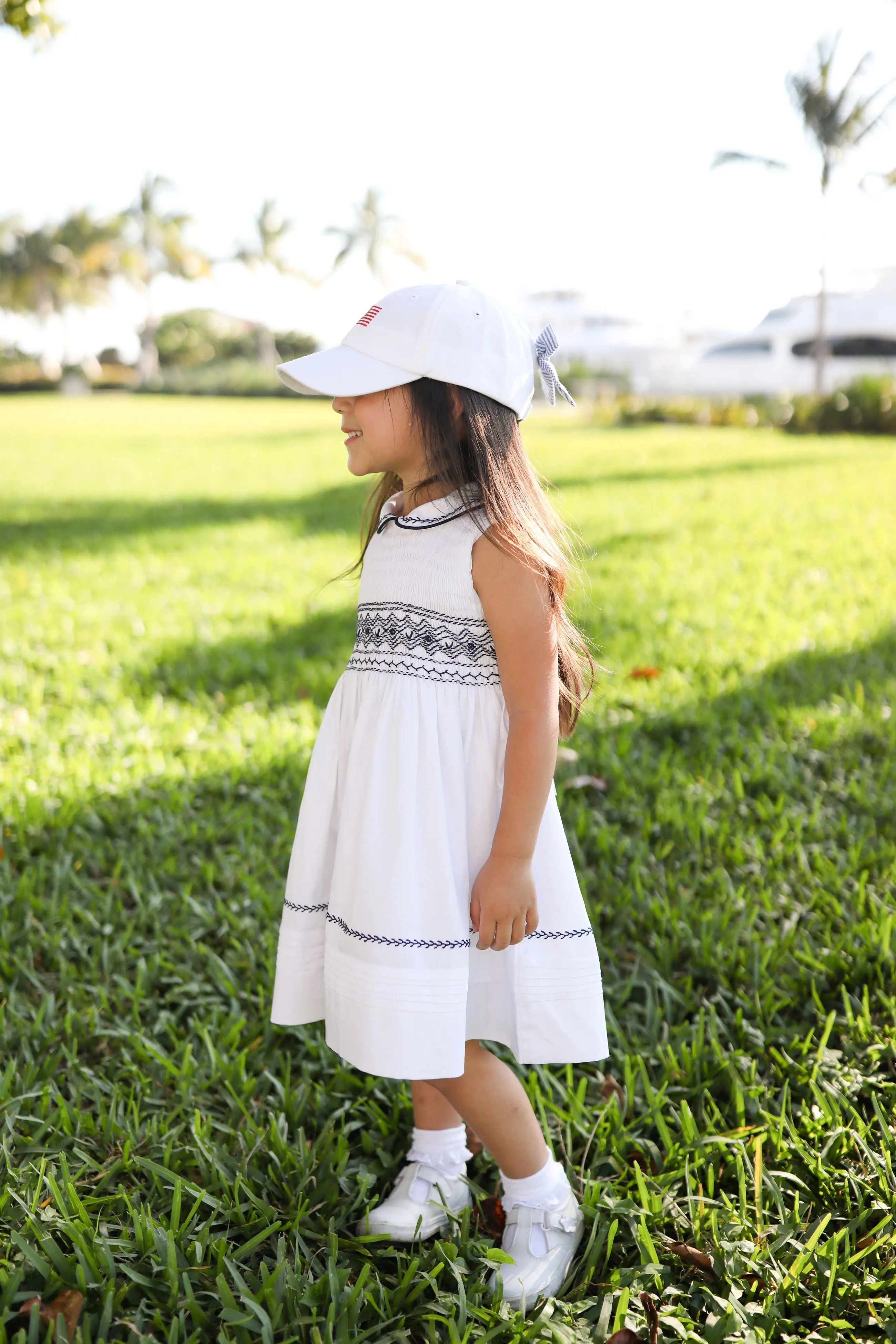Casquette de baseball avec nœud drapeau américain (filles) Babykids_Bits-Bows