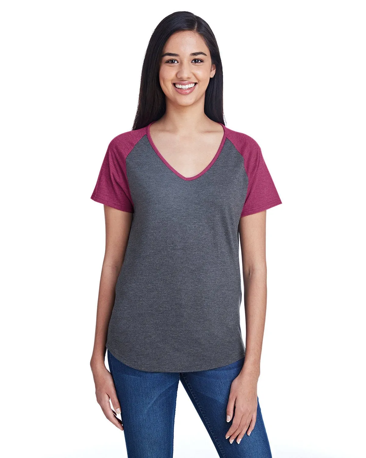 T-shirt à manches raglan pour femmes Anvil 6770VL en tri-matière