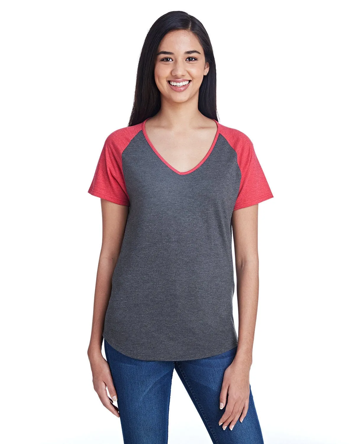 T-shirt à manches raglan pour femmes Anvil 6770VL en tri-matière
