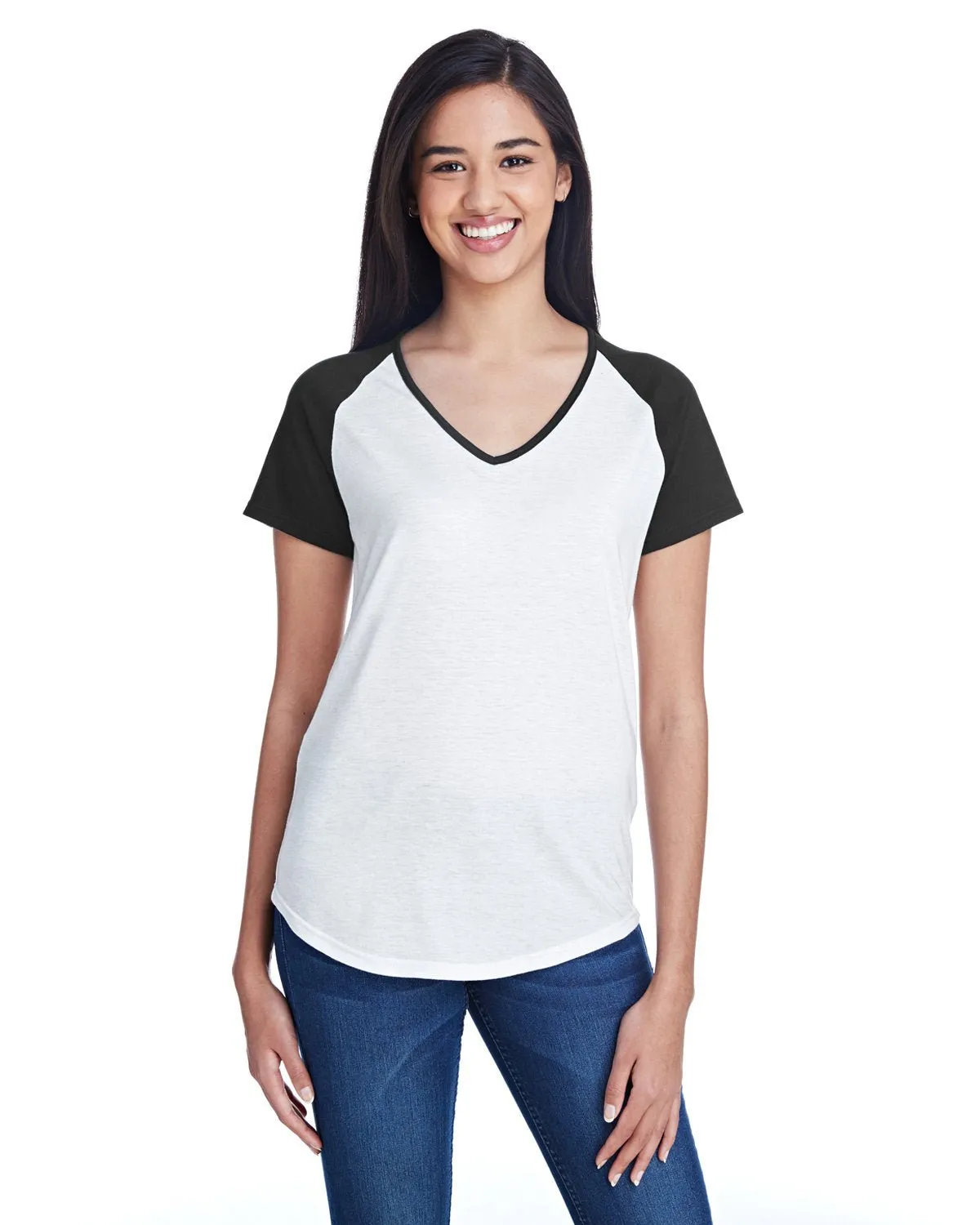 T-shirt à manches raglan pour femmes Anvil 6770VL en tri-matière