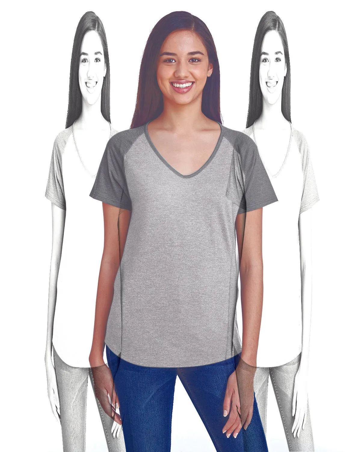 T-shirt à manches raglan pour femmes Anvil 6770VL en tri-matière