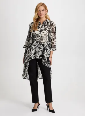 Blouse à motif feuille asymétrique & Pantalon slim