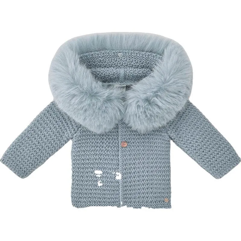 Veste bleue en bambalina avec fausse fourrure pour bébé garçon