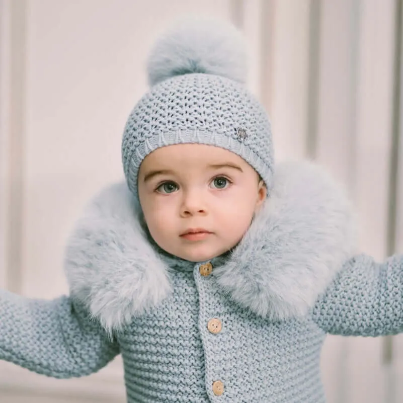 Veste bleue en bambalina avec fausse fourrure pour bébé garçon