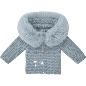 Veste bleue en bambalina avec fausse fourrure pour bébé garçon