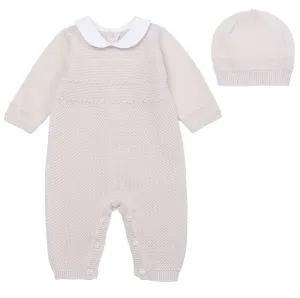 Ensemble en tricot beige et bonnet pour bébé garçon