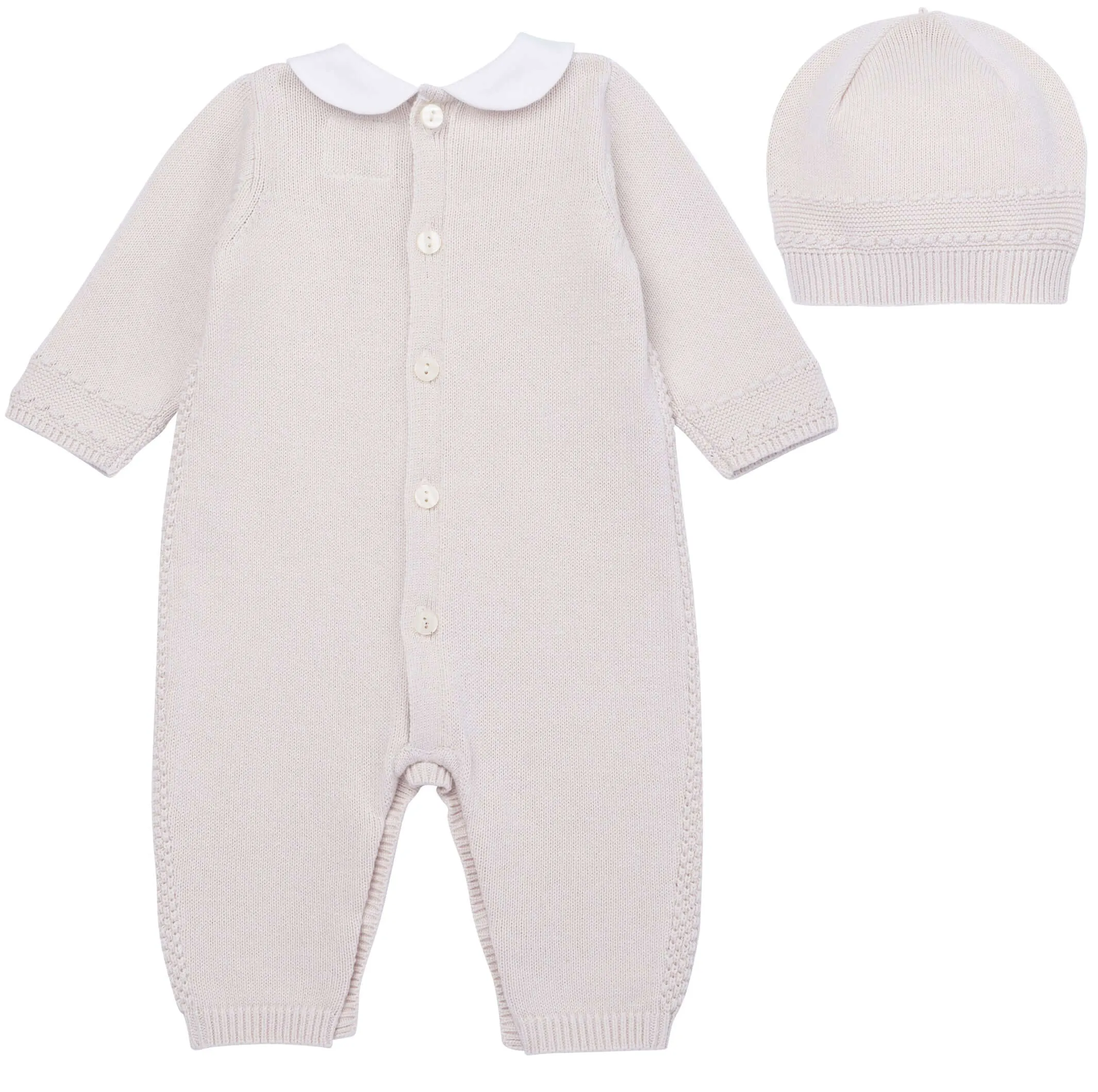 Ensemble en tricot beige et bonnet pour bébé garçon
