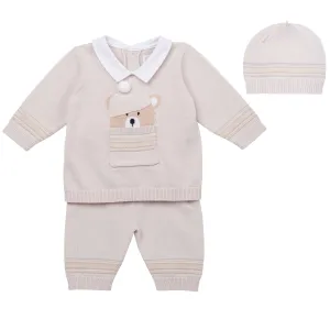 Ensemble tricoté beige pour bébé garçon