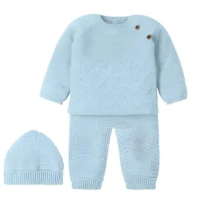 Ensemble tricoté bleu pour bébé garçon - 3 pièces