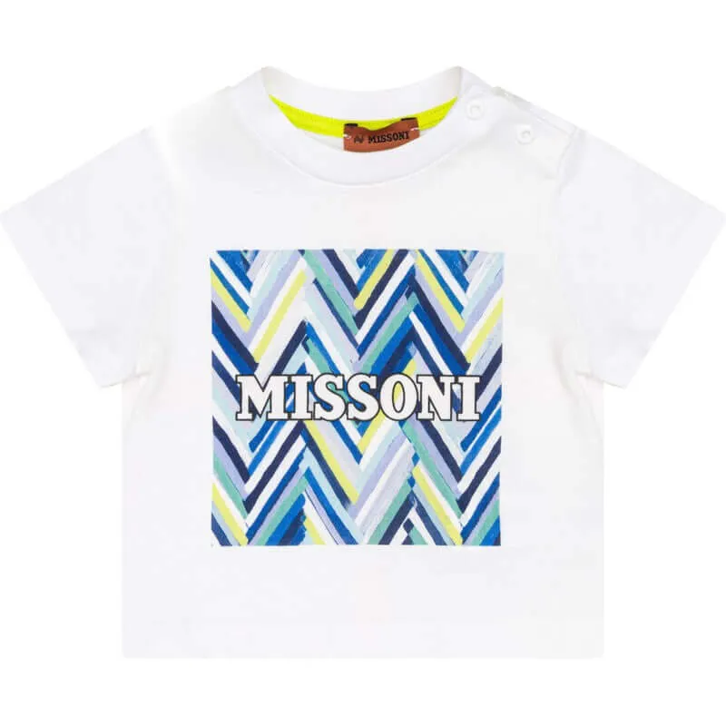 T-shirt en coton graphique bleu pour bébé garçon avec logo