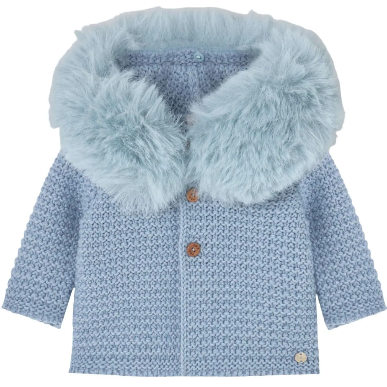 Veste en fausse fourrure tricotée bleue pour bébé garçon