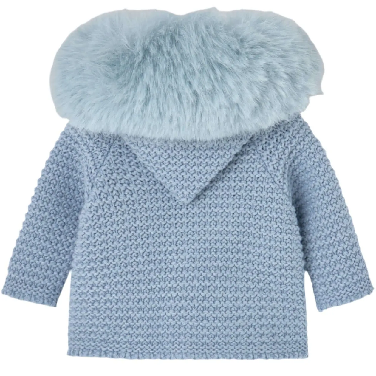 Veste en fausse fourrure tricotée bleue pour bébé garçon