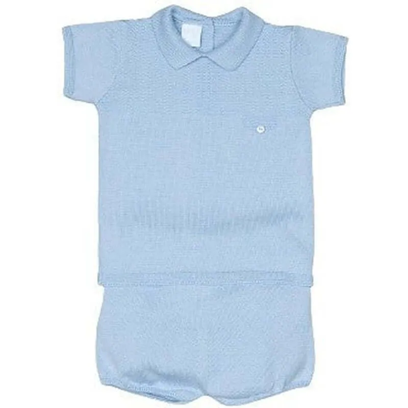 Ensemble Court en Maille Bleu pour Bébé Garçon