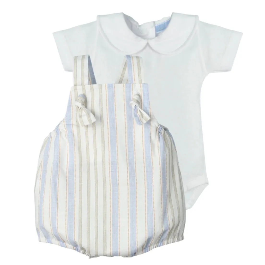 Ensemble Barboteuse à Rayures Bleues pour Bébé Garçon