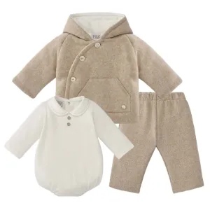 Ensemble 3 pièces marron beige pour bébé garçon