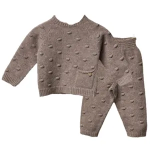 Ensemble en maille marron pour bébé garçon