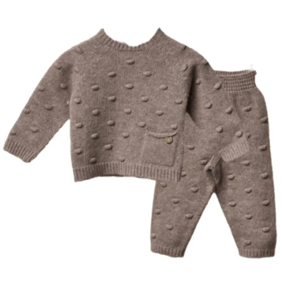 Ensemble en maille marron pour bébé garçon