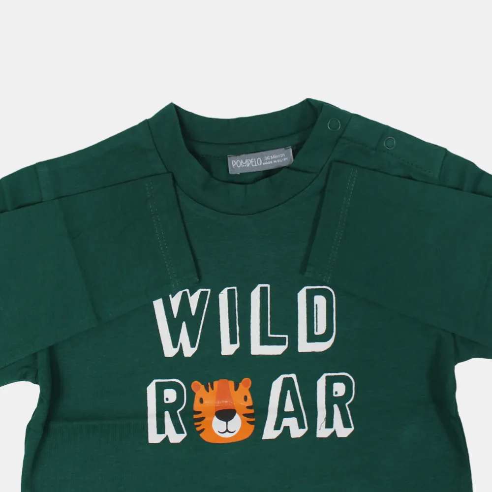 T-shirt en coton à manches longues pour bébé garçon – Vert olive