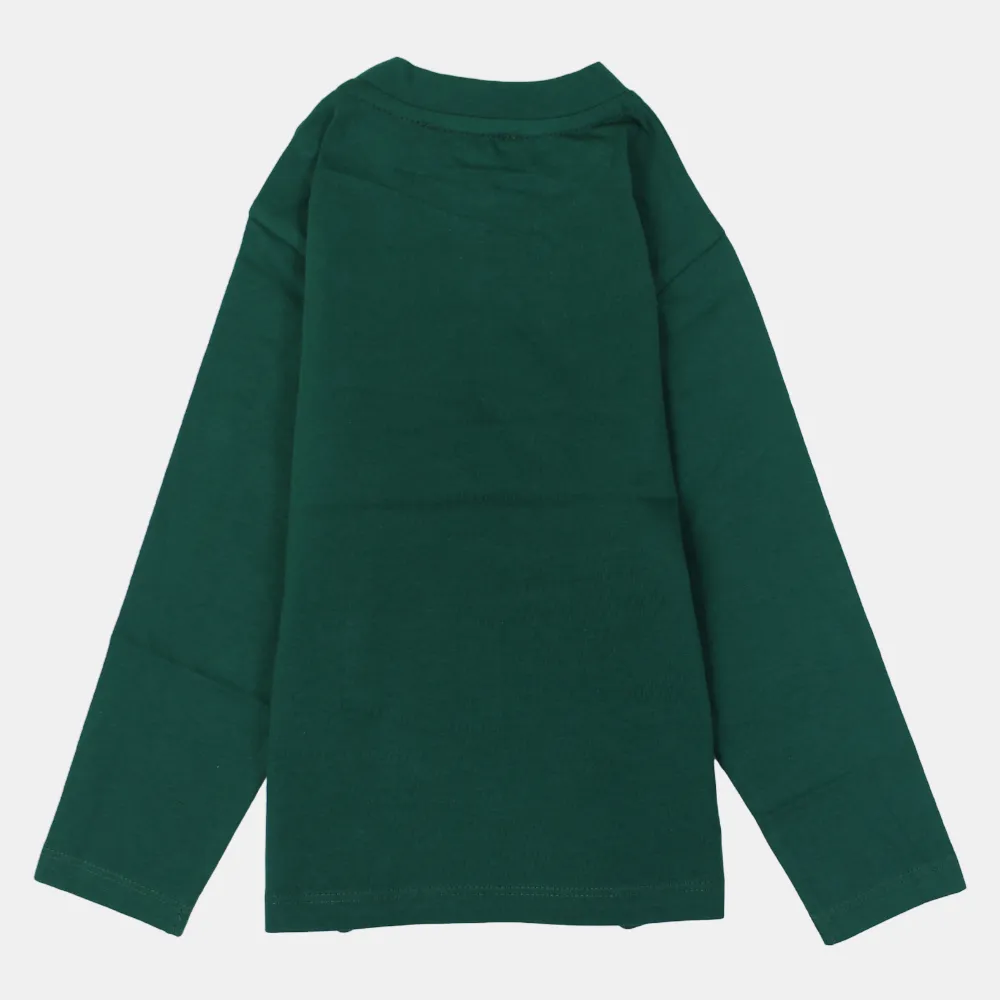 T-shirt en coton à manches longues pour bébé garçon – Vert olive