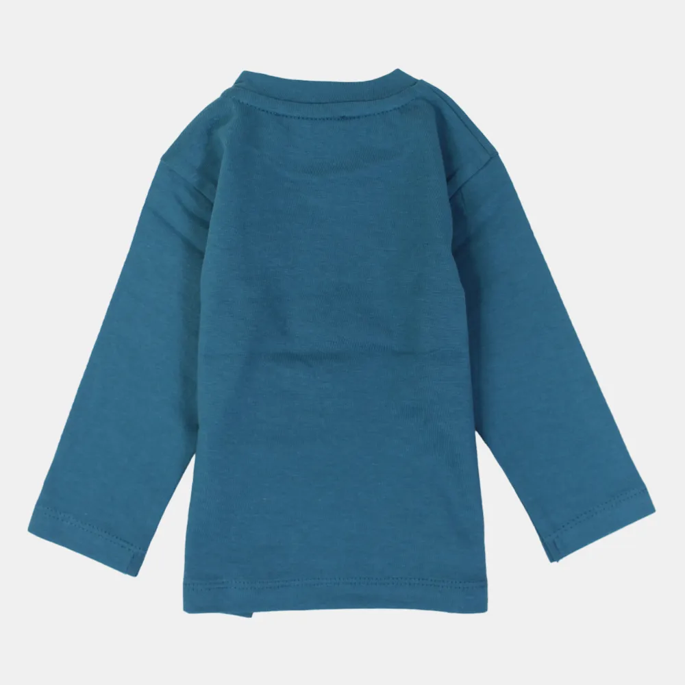 T-shirt en coton à manches longues pour bébé garçon – Sarcelle