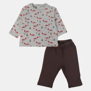 Ensemble en coton pour bébé garçon – Charme kaki et gris