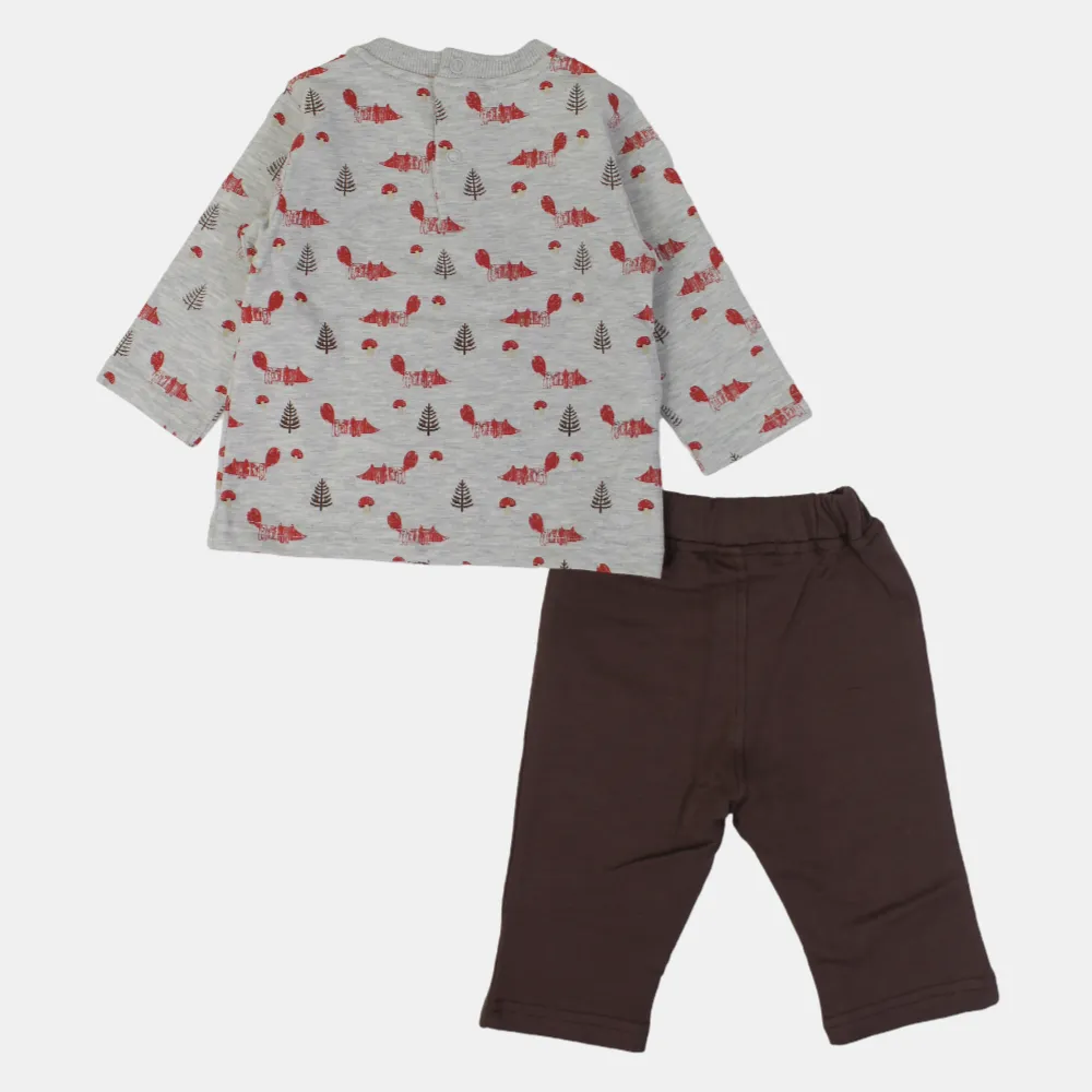 Ensemble en coton pour bébé garçon – Charme kaki et gris