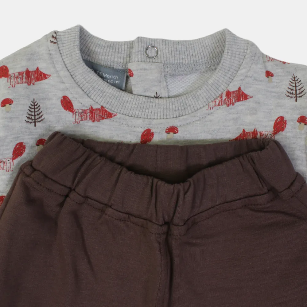 Ensemble en coton pour bébé garçon – Charme kaki et gris