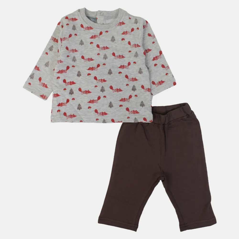 Ensemble en coton pour bébé garçon – Charme kaki et gris