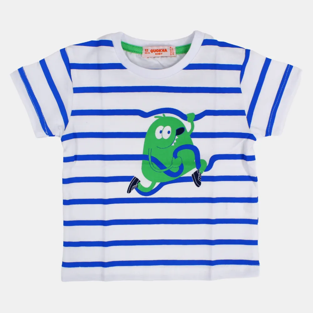 T-shirt en coton à manches courtes rayé pour bébé garçon avec un design amusant