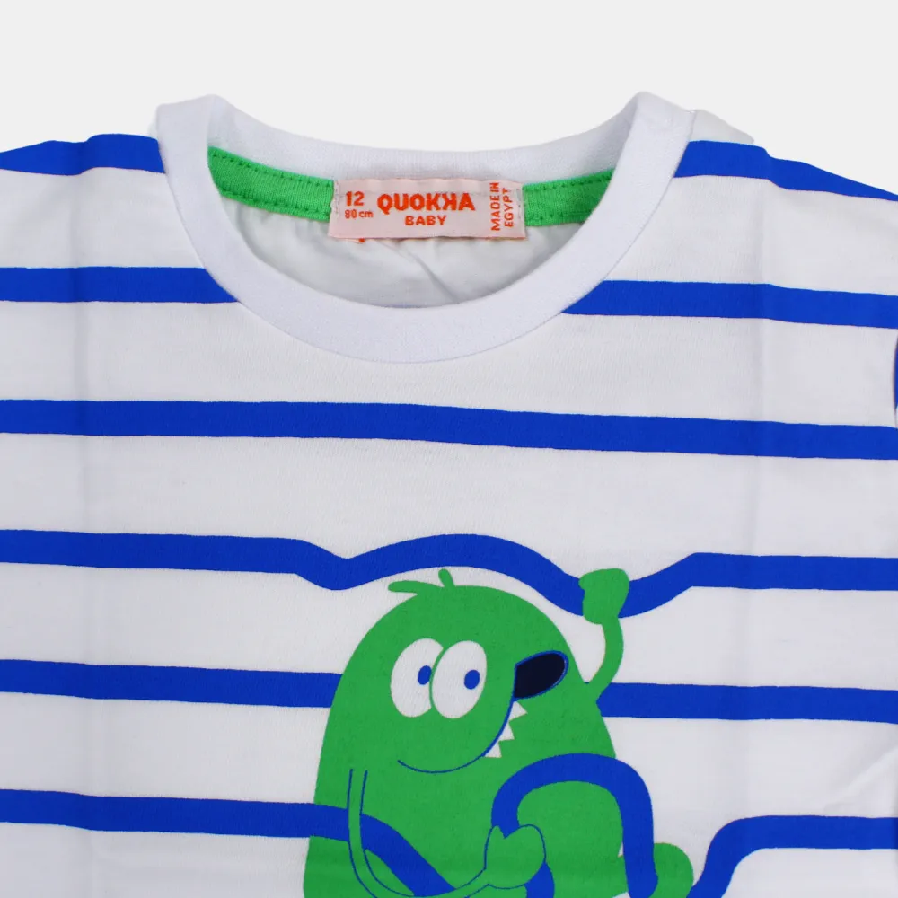 T-shirt en coton à manches courtes rayé pour bébé garçon avec un design amusant
