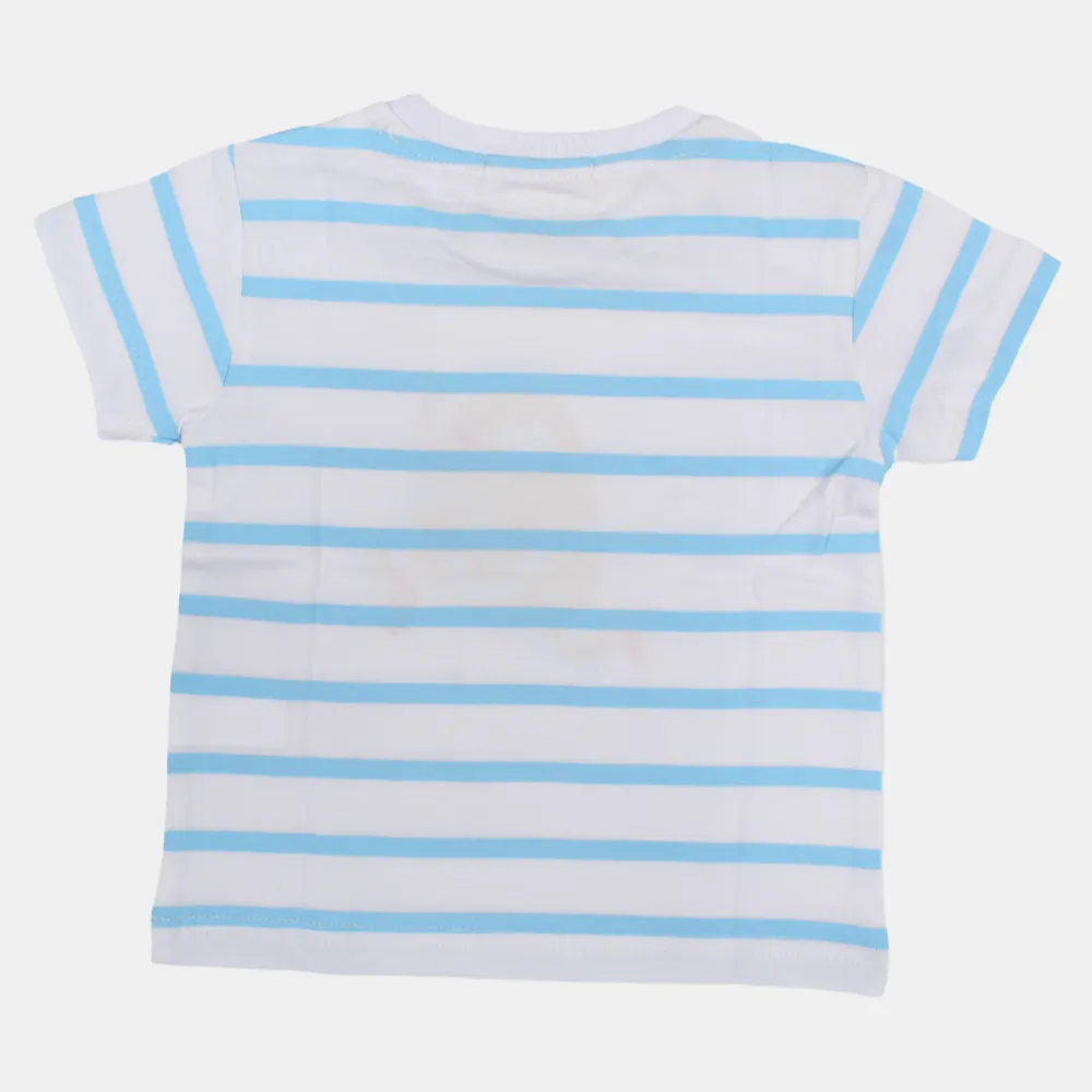T-shirt en coton à manches courtes rayé pour bébé garçon avec un design amusant
