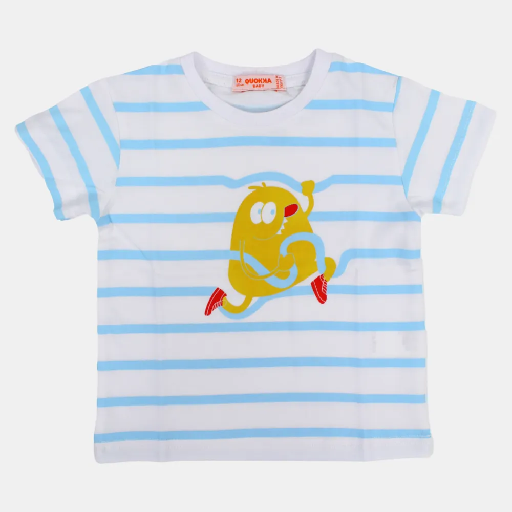 T-shirt en coton à manches courtes rayé pour bébé garçon avec un design amusant