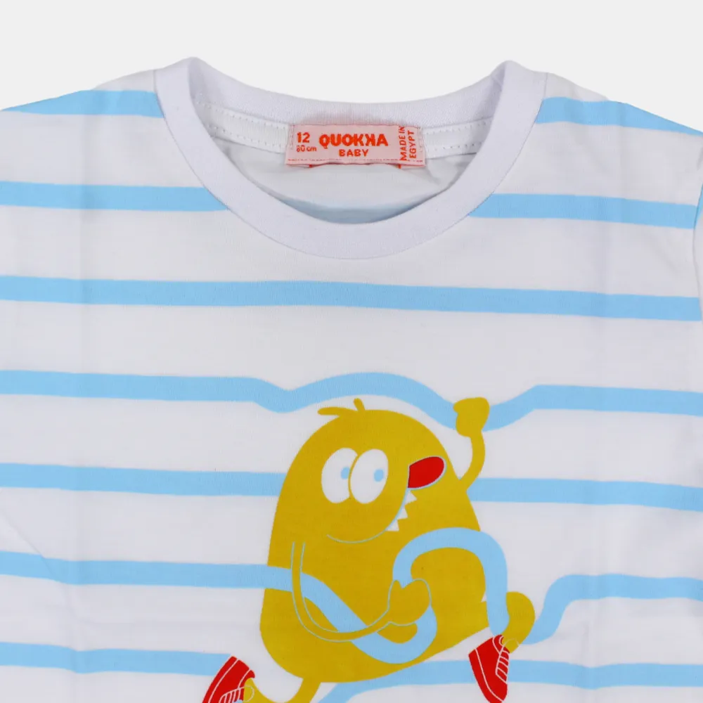 T-shirt en coton à manches courtes rayé pour bébé garçon avec un design amusant