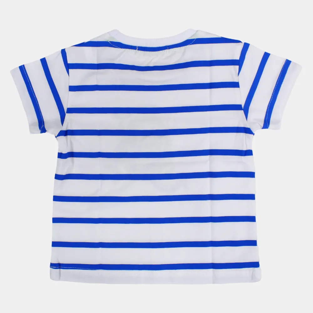 T-shirt en coton à manches courtes rayé pour bébé garçon avec un design amusant