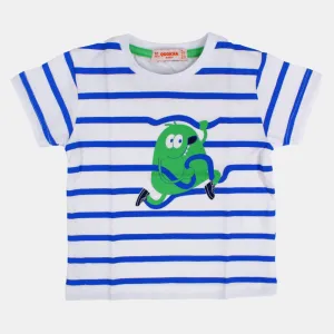 T-shirt en coton à manches courtes rayé pour bébé garçon avec un design amusant