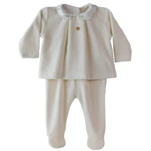 Ensemble en velours lapin crème pour bébé garçon