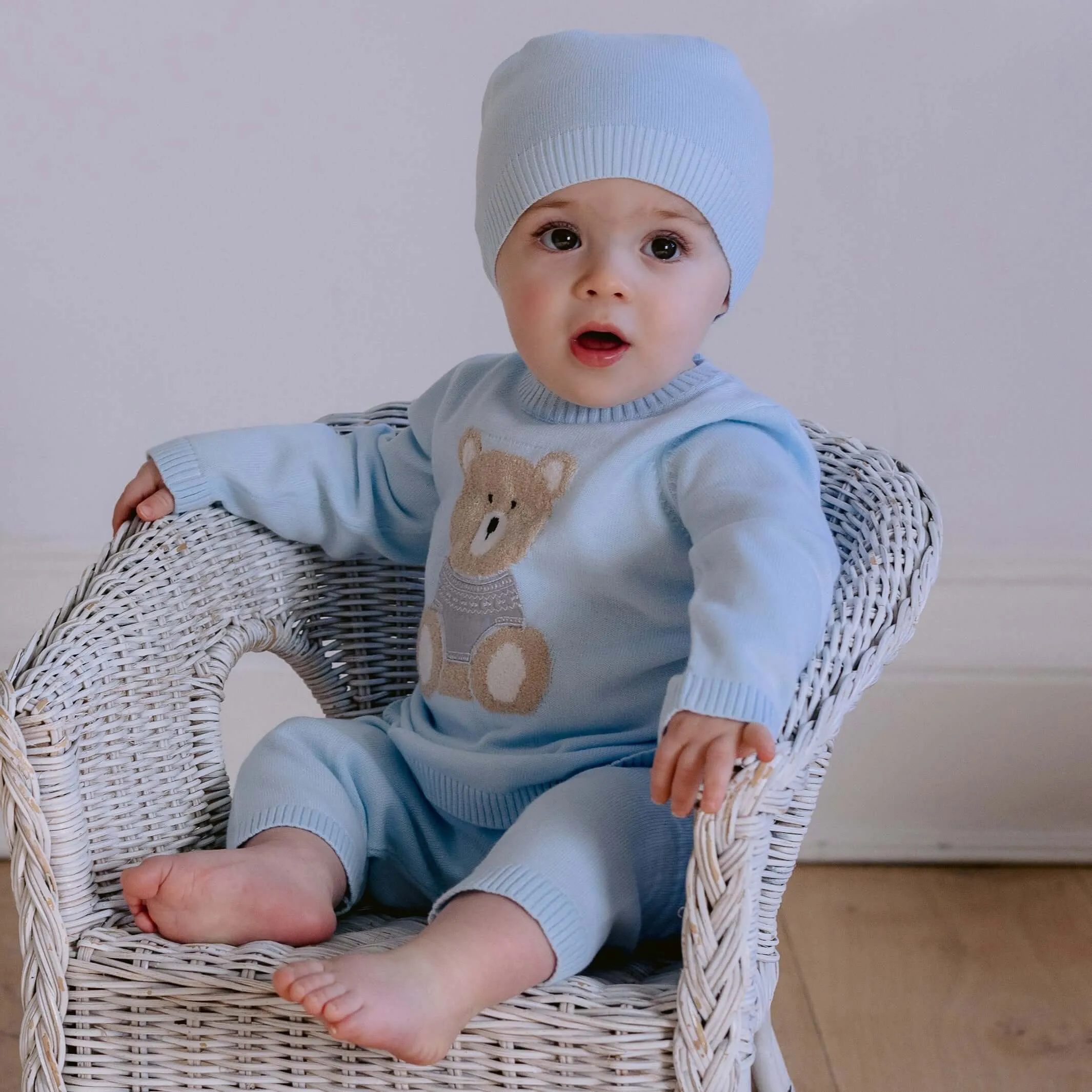 Ensemble tricoté bleu Easton pour bébé garçon