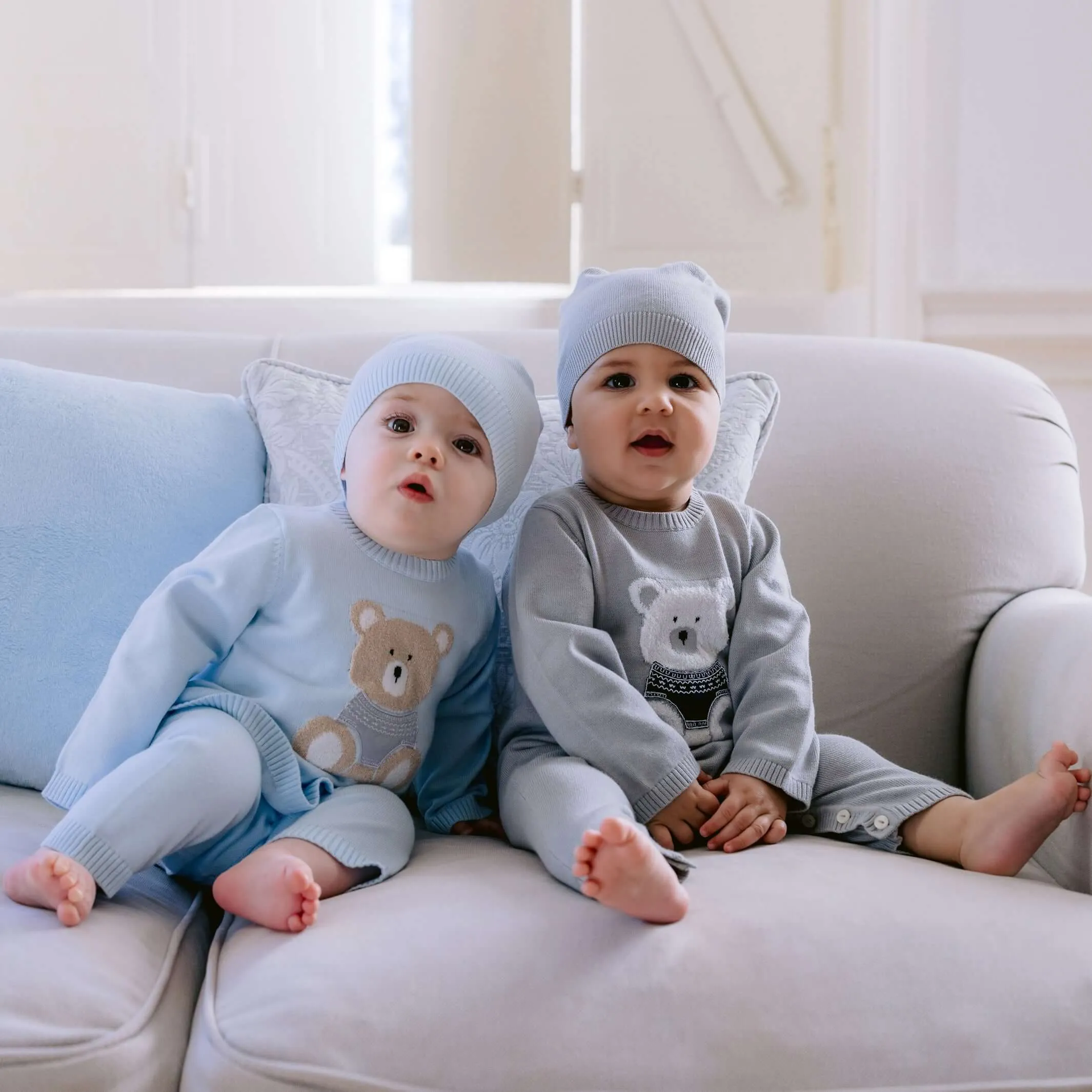 Ensemble tricoté bleu Easton pour bébé garçon