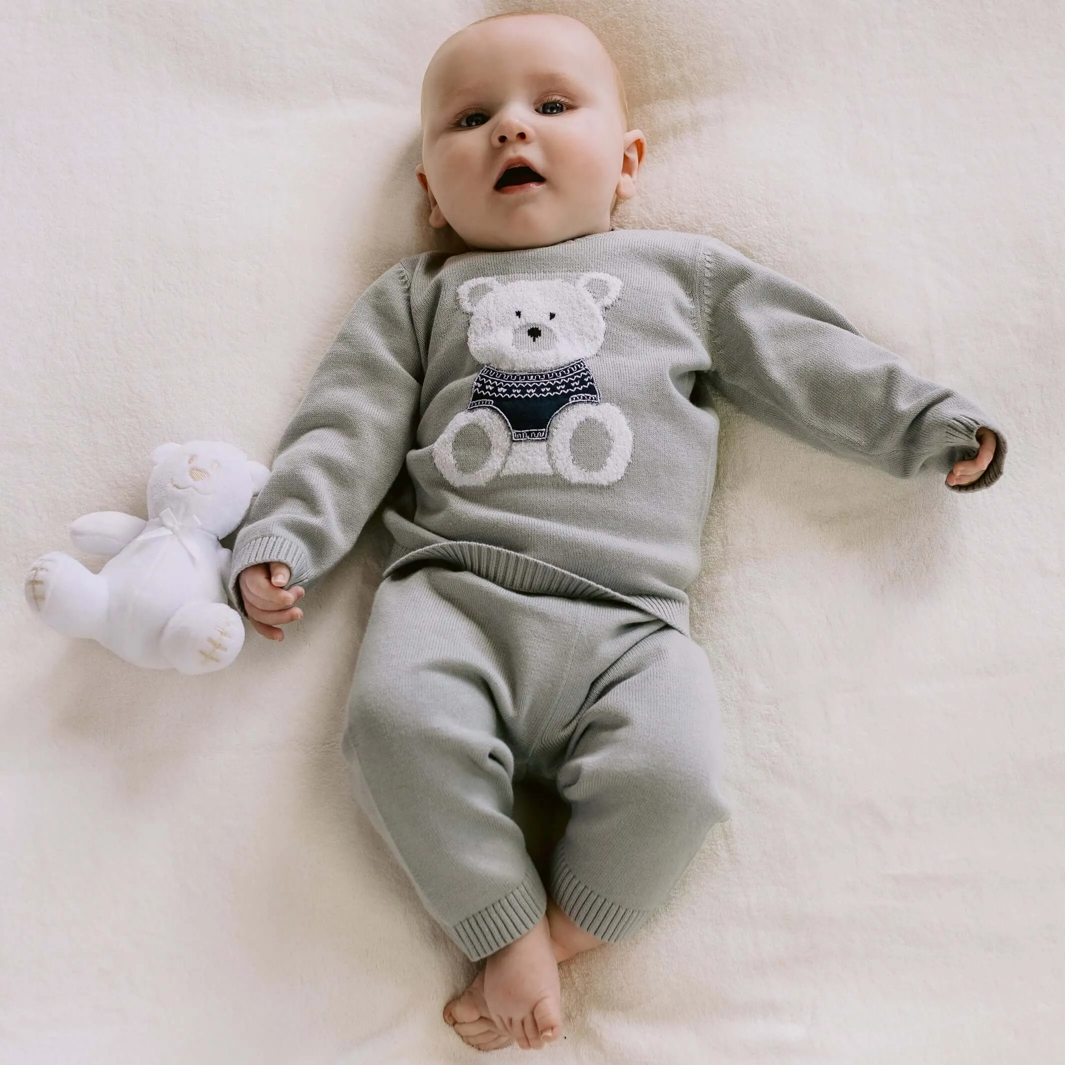 Ensemble tricoté Enzo gris pour bébé garçon