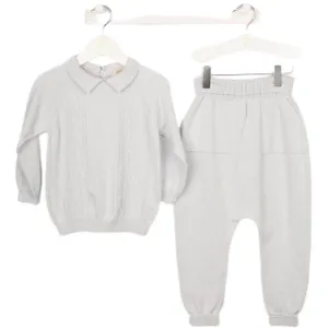 Ensemble en maille gris pour bébé garçon