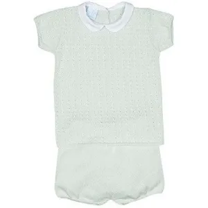 Ensemble T-Shirt et Short Tricoté Menthe pour Bébé Garçon