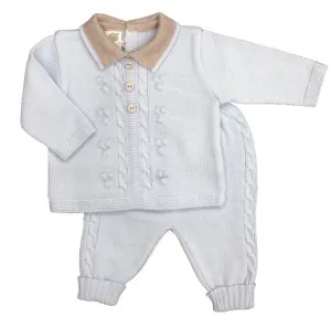 Ensemble tricoté bleu pâle pour bébé garçon