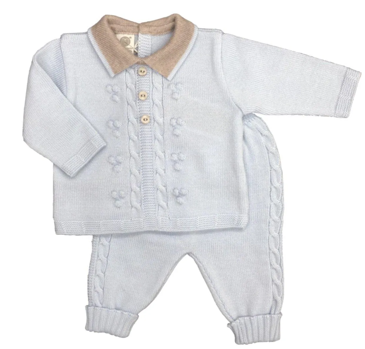 Ensemble tricoté bleu pâle pour bébé garçon