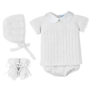 Ensemble court en maille blanc 4 pièces pour bébé garçon