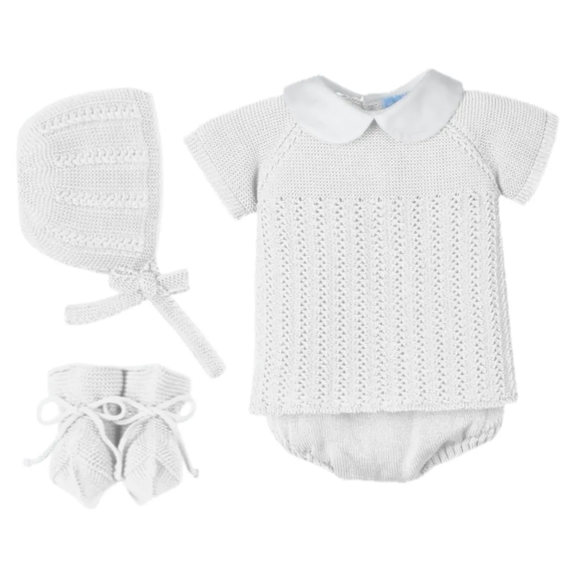 Ensemble court en maille blanc 4 pièces pour bébé garçon
